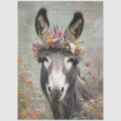Decoupage Bold Donkey Floral Crown Farm Seidenpapier (Vorderseite)