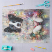 Decoupage Border Collie farbige Weihnachtsbeleucht Seidenpapier (Basteln)