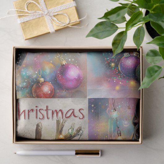 Decoupage Boston Terrier Antlers & Christmas Light Seidenpapier (Geschenk)