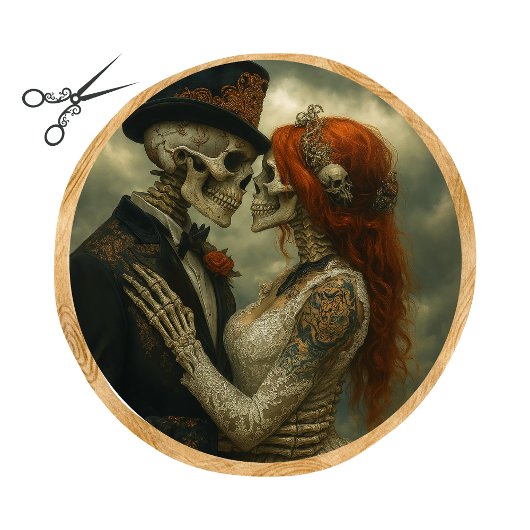 Decoupage Bride Groom Skeleton 21-inch round Seidenpapier