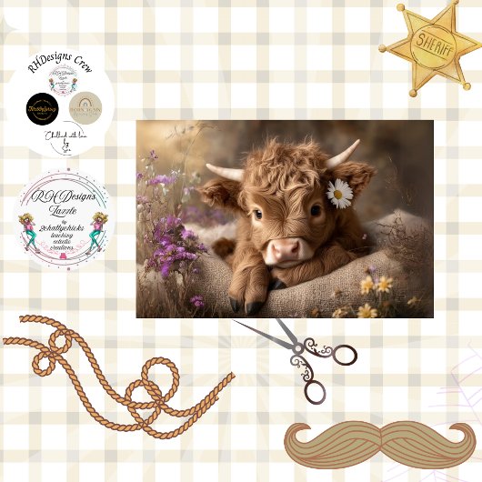 Decoupage Brown Baby Highland Wildflowers Seidenpapier