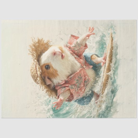 Decoupage Brown White Otter Surfing Ozean Seidenpapier (Vorderseite)