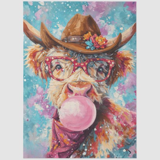 Decoupage Bubblegum Highland Cowgirl Seidenpapier (Vorderseite)