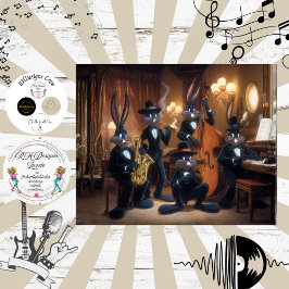 Decoupage Bunny Jazz Club Fell Feder Frunk Seidenpapier