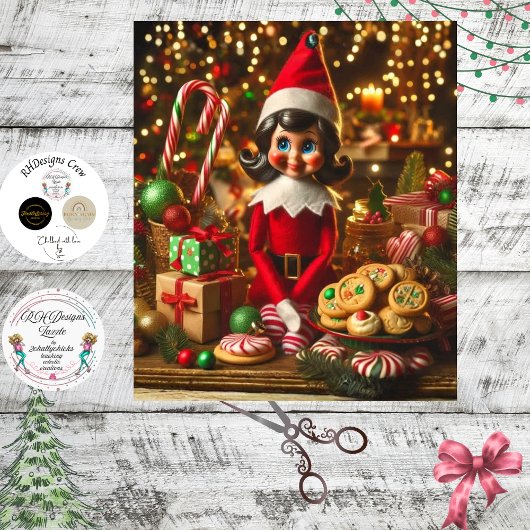 Decoupage Candy Cane Elf Sweet Lady  Seidenpapier