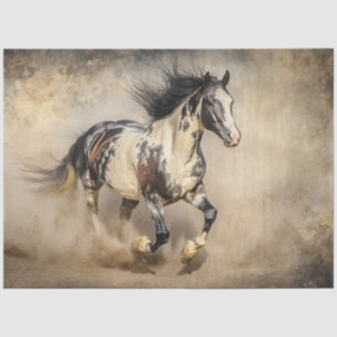 Decoupage Captivating Paint Horse Running Dusty Seidenpapier