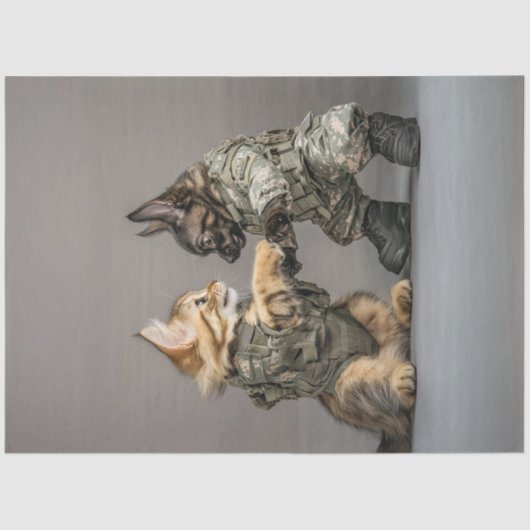 Decoupage Cat Hund Uniform Holding Paws Seidenpapier (Vorderseite)