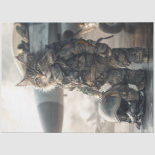 Decoupage Cat Militärische Pilot Luftfahrzeug Carr Seidenpapier