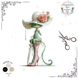 Decoupage Catwalk Green Cat Parasol Polka Dot Boot Seidenpapier