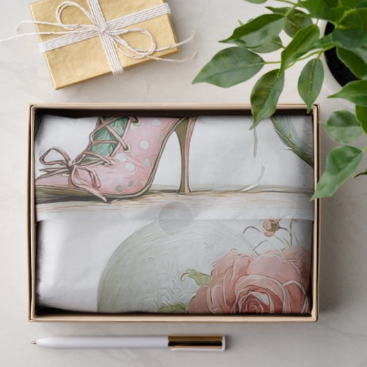 Decoupage Catwalk Green Cat Parasol Polka Dot Boot Seidenpapier (Geschenk)