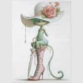 Decoupage Catwalk Green Cat Parasol Polka Dot Boot Seidenpapier (Vorderseite)