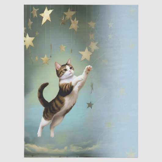 Decoupage Celestial Kitten Seidenpapier (Vorderseite)