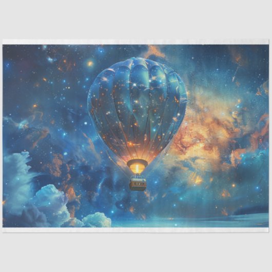 Decoupage Celestial Night Sky Hot Air Ballon Seidenpapier (Vorderseite)