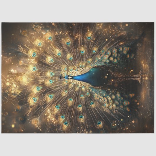 Decoupage Celestial Peacock Regal Elegance Seidenpapier (Vorderseite)