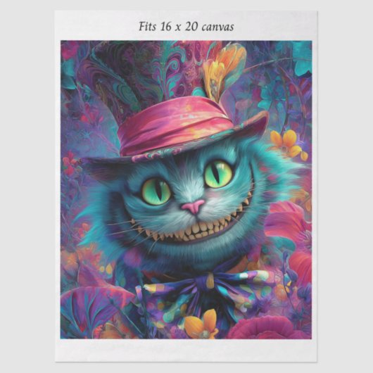 Decoupage Cheshire Cat Fits 16x20 Canvas Seidenpapier (Vorderseite)