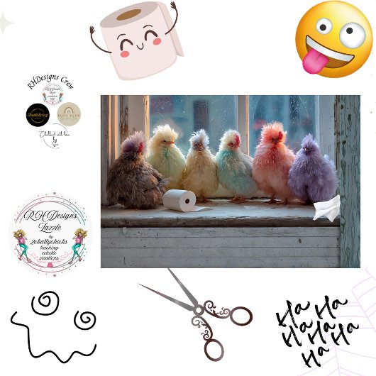 Decoupage Chicken Shenanigans Tissue Humor Seidenpapier