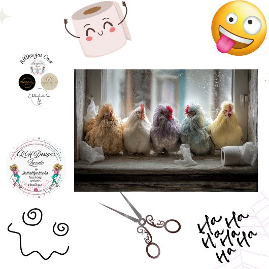 Decoupage Chicken Window Seat Tissue Humor Seidenpapier