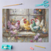 Decoupage Chickens Peruiert auf Windows Seidenpapier (Basteln)