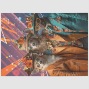 Decoupage Chihuahua, Labrador & Pit farbige Kleidu Seidenpapier