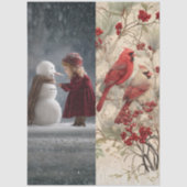 Decoupage Child Snowman Cardinals Runner Sleds Seidenpapier (Vorderseite)