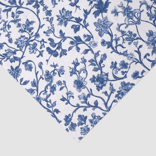 Decoupage Chinoiserie Blue Floral Seidenpapier (Ausschnitt)