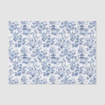 Decoupage Chinoiserie Pagoda Crane Blau