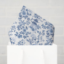 Decoupage Chinoiserie Pagoda Crane Blau
