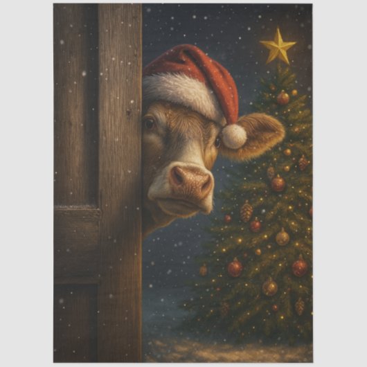 Decoupage Christmas Cow Wall Art  Seidenpapier (Vorderseite)