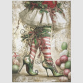 Decoupage Christmas Elf Legs White Strumpf Seidenpapier (Vorderseite)