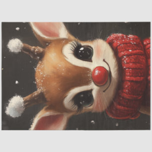 Decoupage Christmas Festive Rudolph Reindeer Seidenpapier