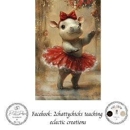Decoupage Christmas Hippo Ballerina Whimsical Seidenpapier