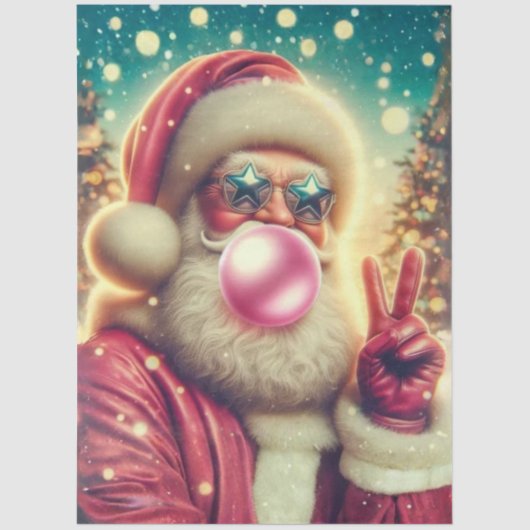 Decoupage Christmas Santa Peace Sign Bubblegum Seidenpapier (Vorderseite)