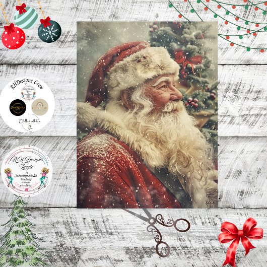 Decoupage Christmas Traditional Santa Claus Seidenpapier