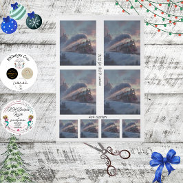 Decoupage Christmas Train Winter Scene Ireland  Seidenpapier