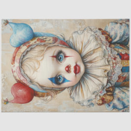Decoupage Circus Girl Clown Jester Seidenpapier
