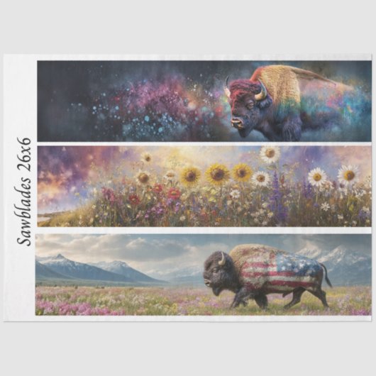 Decoupage Cosmic Bison Wildflower Handsaw Designs  Seidenpapier (Vorderseite)