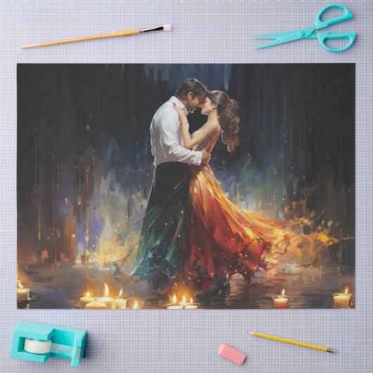 Decoupage Couple Dancing Tango in Street Seidenpapier (Basteln)
