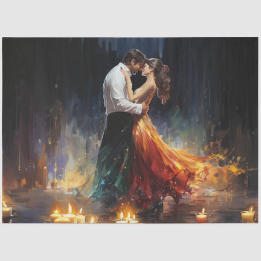 Decoupage Couple Dancing Tango in Street Seidenpapier (Vorderseite)