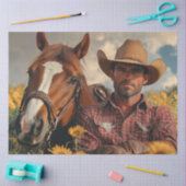 Decoupage Cowboy Country Szene mit Pferd Seidenpapier (Basteln)