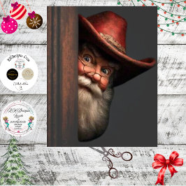 Découpage-Cowboy-Santa späht unartig brav Seidenpapier
