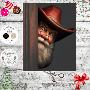 Découpage-Cowboy-Santa späht unartig brav Seidenpapier