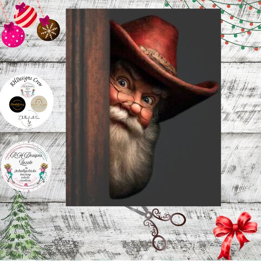 Découpage-Cowboy-Santa späht unartig brav Seidenpapier