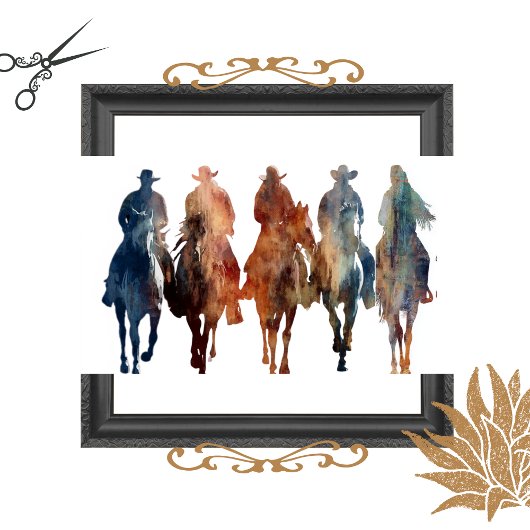 Decoupage-Cowboy-Silhouette-Reiter  Seidenpapier