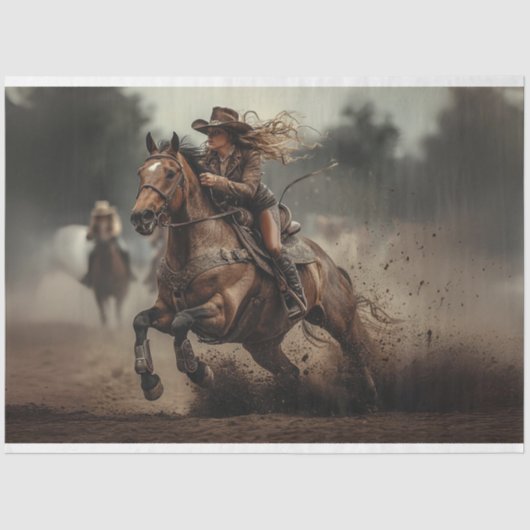 Decoupage Cowgirl Rodeo Rider Seidenpapier (Vorderseite)