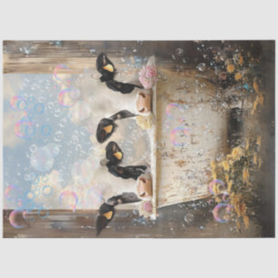 Decoupage Cows Blase Bath Antique Bath Tub Seidenpapier