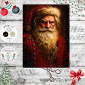 Decoupage Crimson Dramatic Santa Portrait Seidenpapier