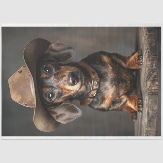 Decoupage Dackel Sheriff Hund auf dem Bereich Seidenpapier (Vorderseite)