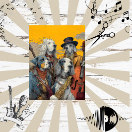 Decoupage Dapper Dog Musical Band Seidenpapier