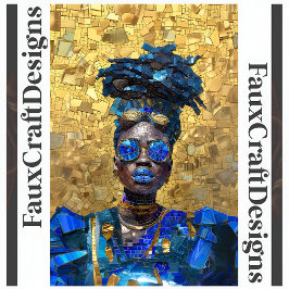 Decoupage Dark Skin Blue Lip Frauen Imitate Mosaik Seidenpapier