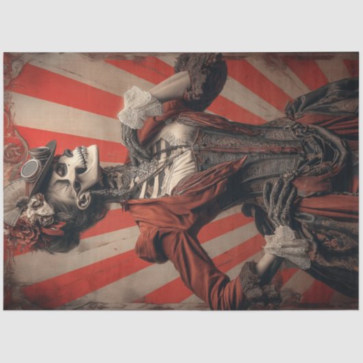 Decoupage Dark Steampunk Skeletal Circus Seidenpapier (Vorderseite)